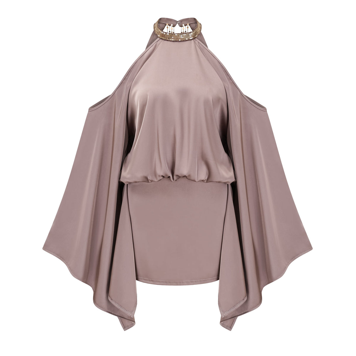 Riley Brown Cold Shoulder Embellished Mini Dress