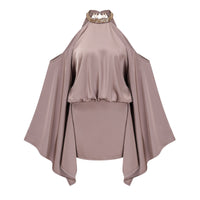 Riley Brown Cold Shoulder Embellished Mini Dress