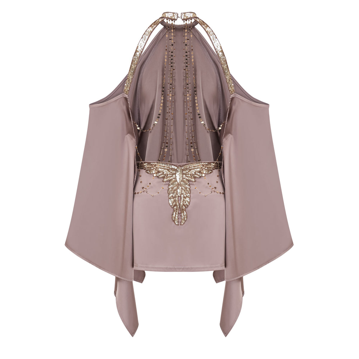 Riley Brown Cold Shoulder Embellished Mini Dress