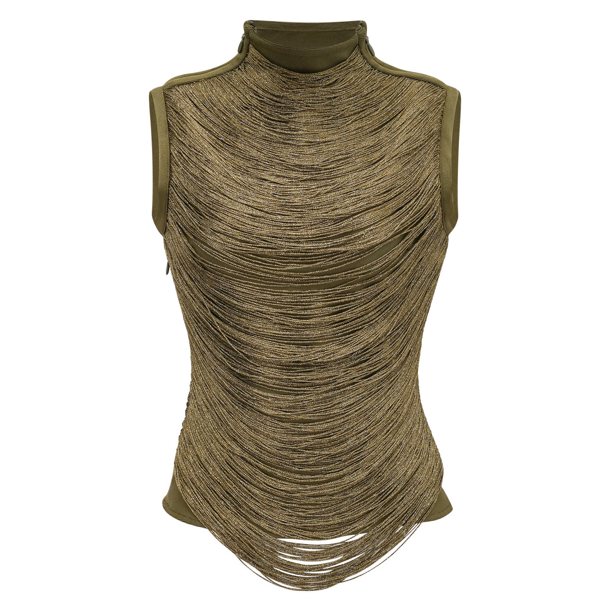 Quitterie Green Fringed Top & Satin Skirt Set