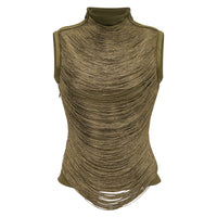 Quitterie Green Fringed Top & Satin Skirt Set