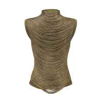 Quitterie Green Fringed Top & Satin Skirt Set