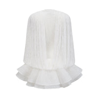 Dabney white semi-sheer lace top & shorts & dress matching set
