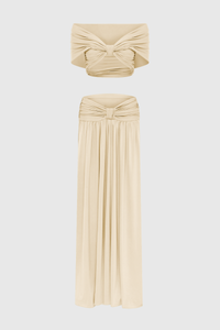 Dylis Off Shoulder Ruch Skirt Set
