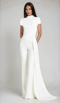 Damon Deconstruct Fringe Pants Set In White