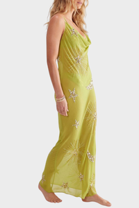 Syriel Sequin Embellished Maxi Dress - Green