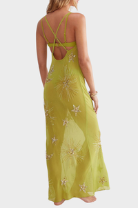 Syriel Sequin Embellished Maxi Dress - Green