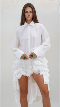 Davis Ruffle Mini Shirt Dress