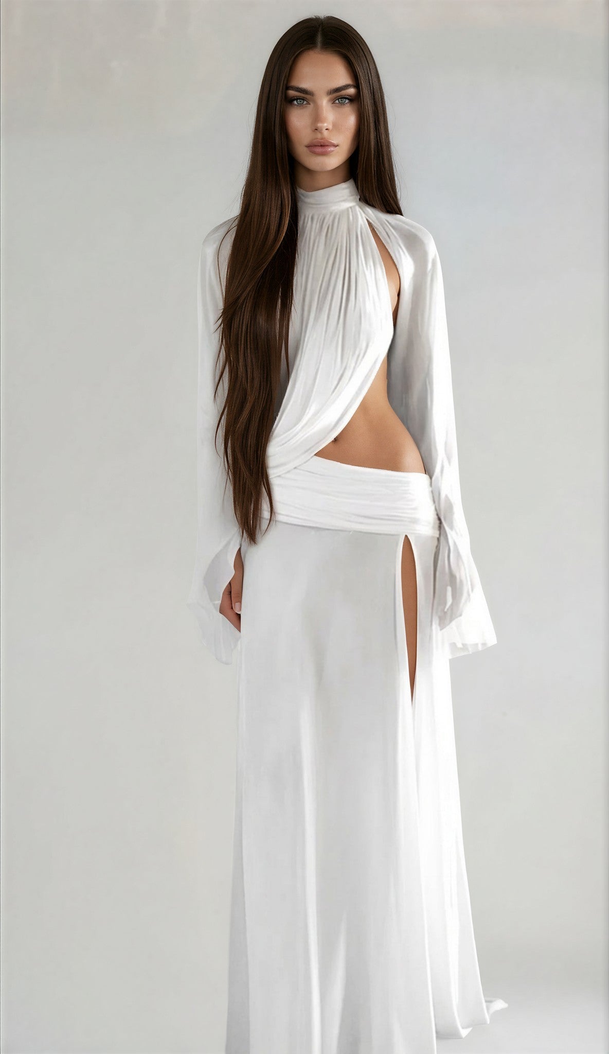 Daouda Cutout Ruch Split Maxi Dress