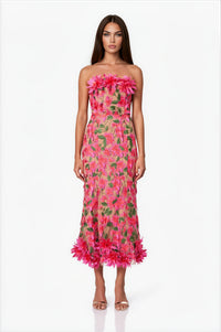 Semsem Floral Embroidery Strapless Maxi Dress
