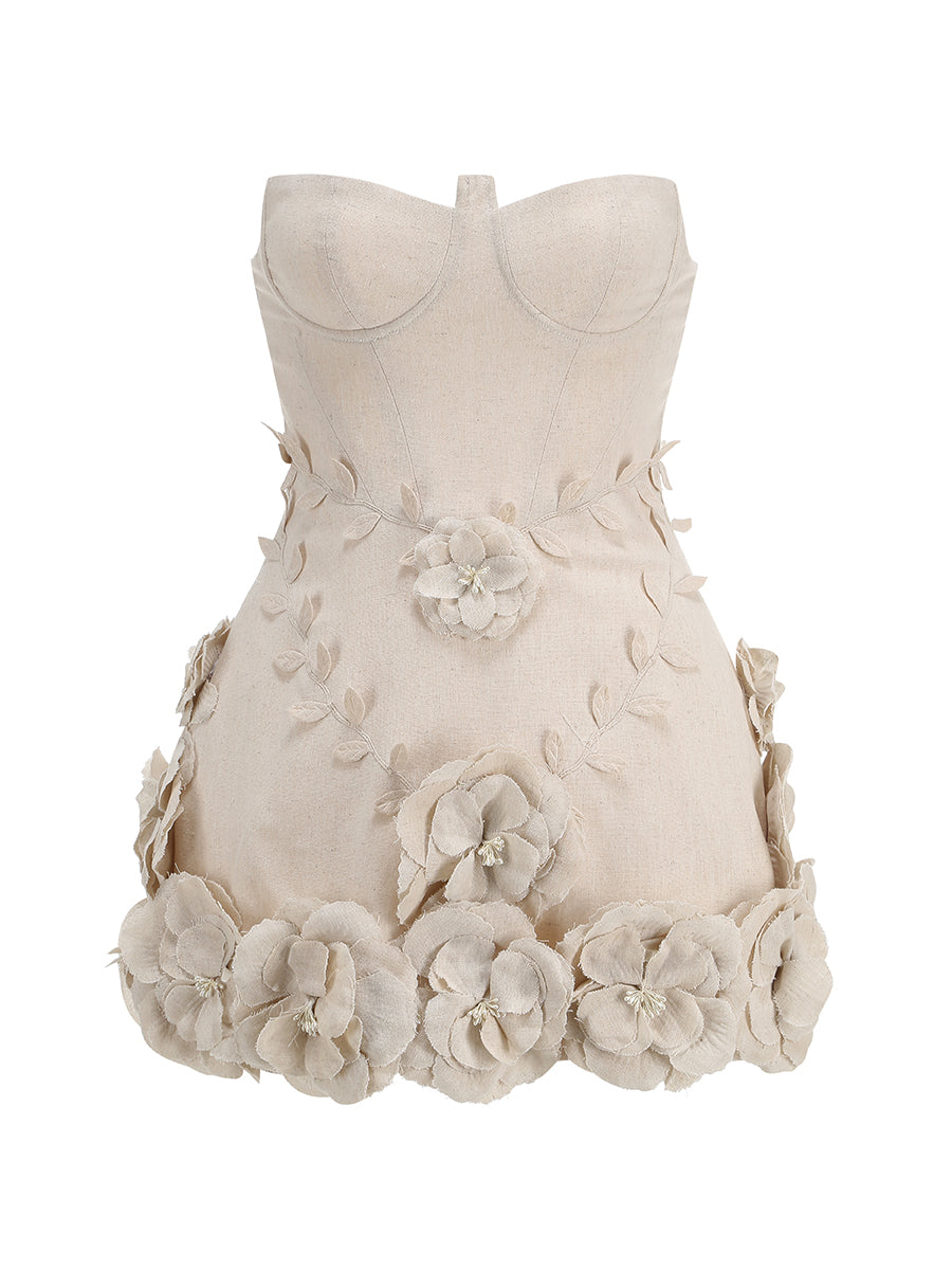 Lenticor Corset Flower Off-Shoulder Mini Dress