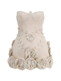 Lenticor Corset Flower Off-Shoulder Mini Dress