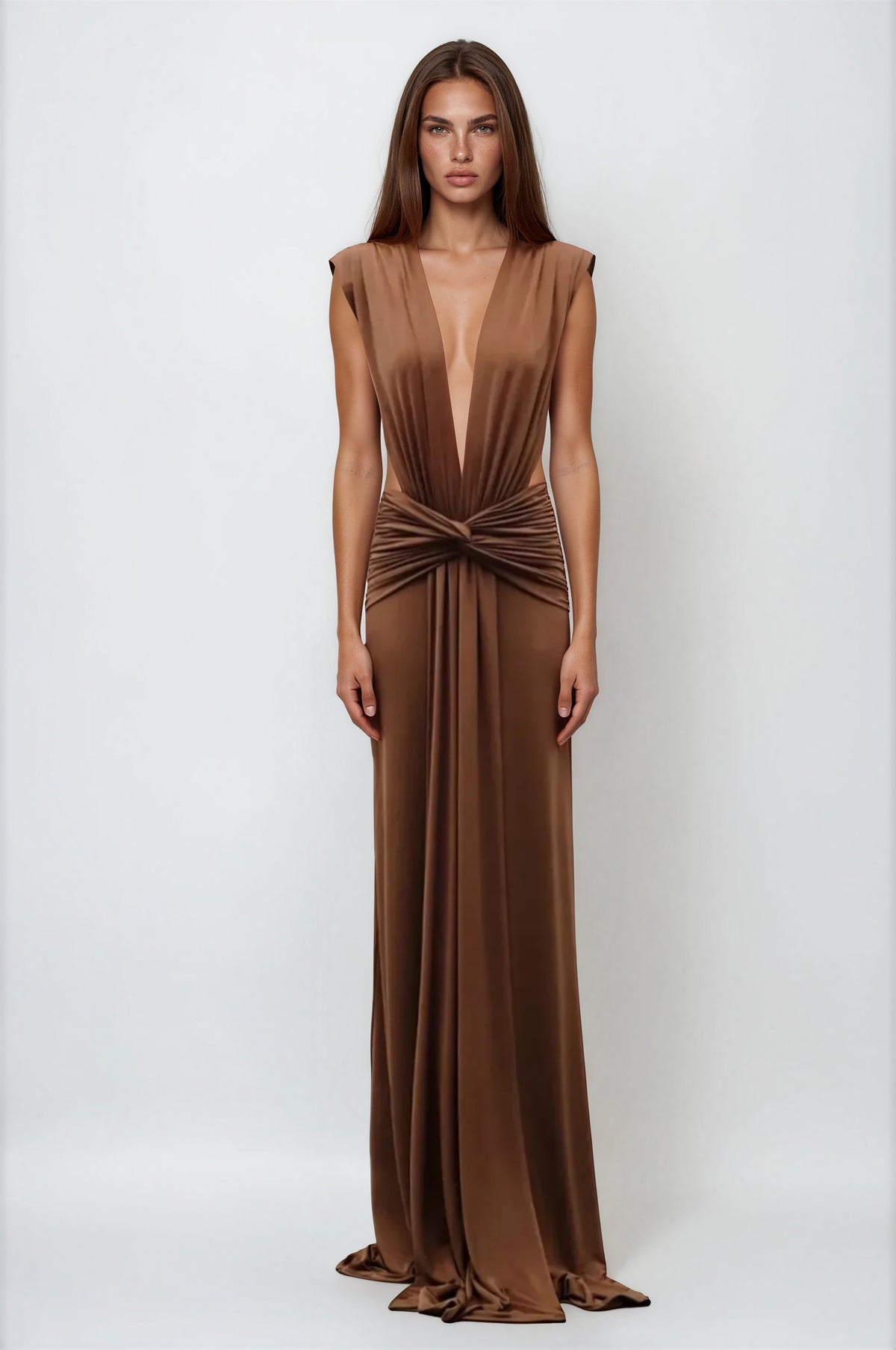 Fatin Plunge Twist Maxi Dress