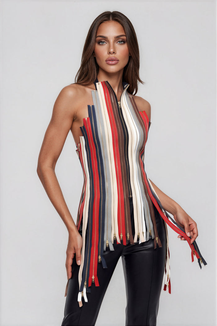 Deitra Deconstruct Zipper Top