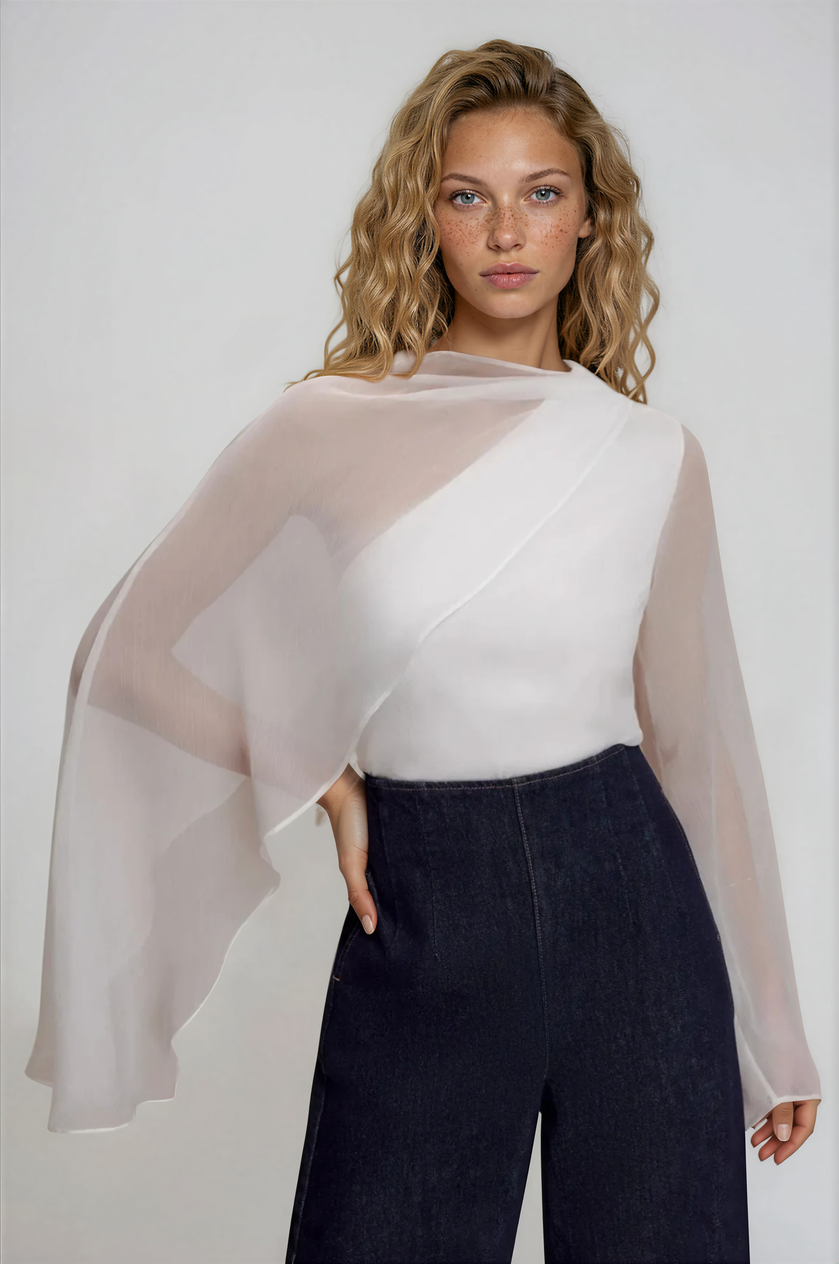 Emmanuhel Cape Sleeve Mesh Top