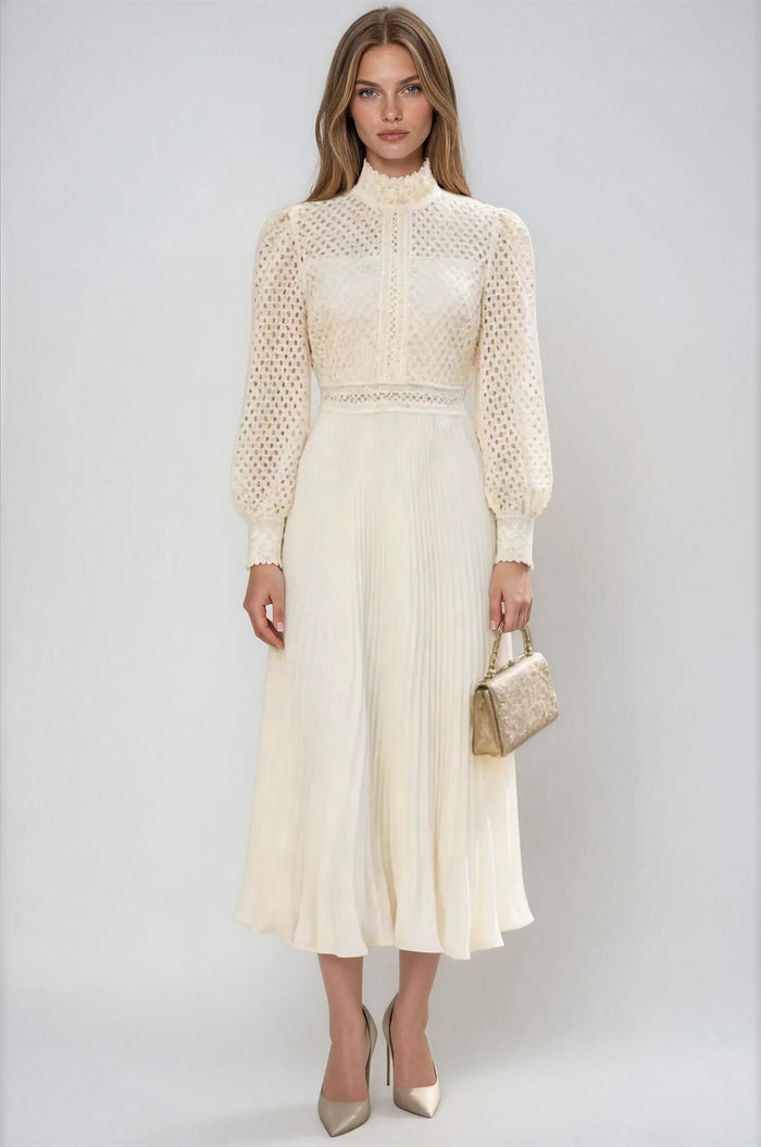 Pozeika Cutout Pleated Midi Dress