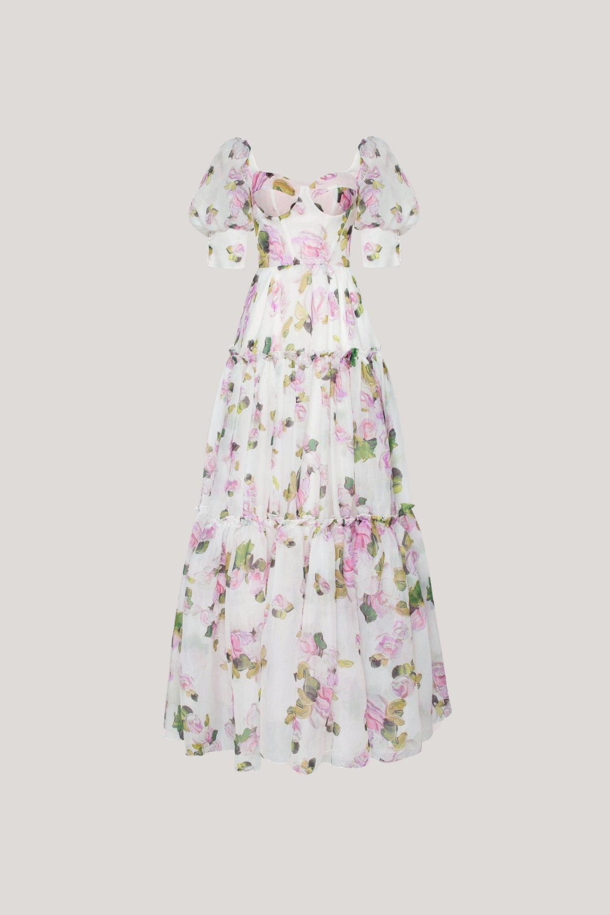 Mabuos Puff Sleeve Floral Maxi Dress