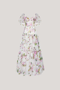 Mabuos Puff Sleeve Floral Maxi Dress