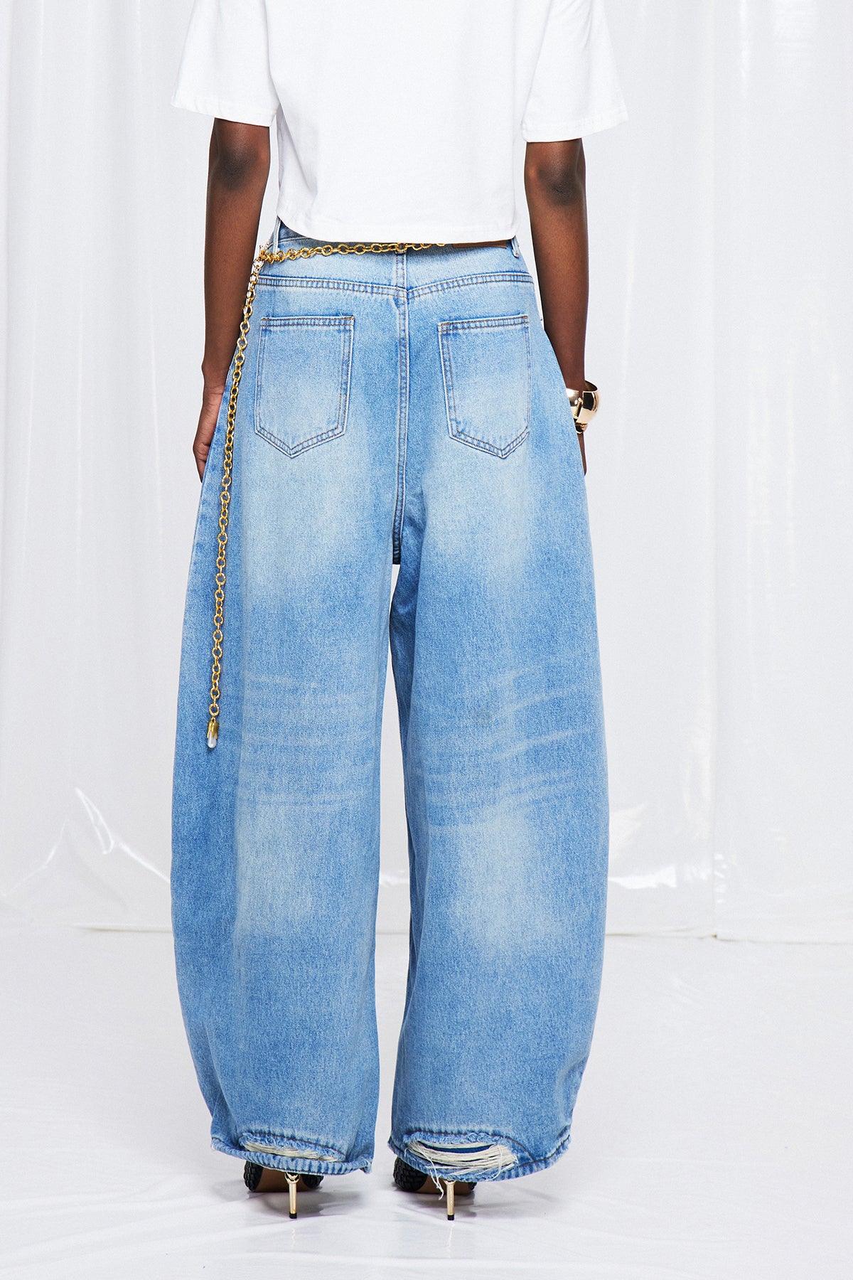 Neogas Embellished Ripped Baggy Jeans