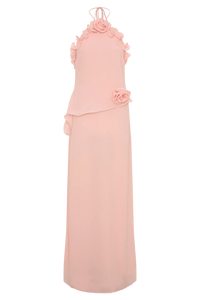 Almego 3D Rose Halter Chiffon Flower Maxi Dress