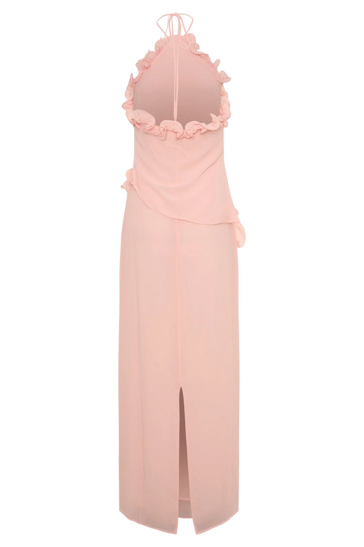 Almego 3D Rose Halter Chiffon Flower Maxi Dress