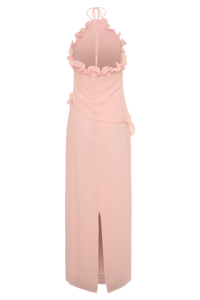 Almego 3D Rose Halter Chiffon Flower Maxi Dress