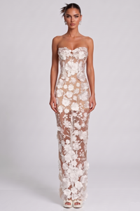 Brooklyn Strapless Flower Maxi Dress