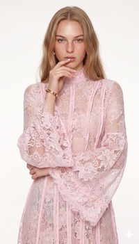Pandorea Effortless Blush Lace Bell Sleeve Dress