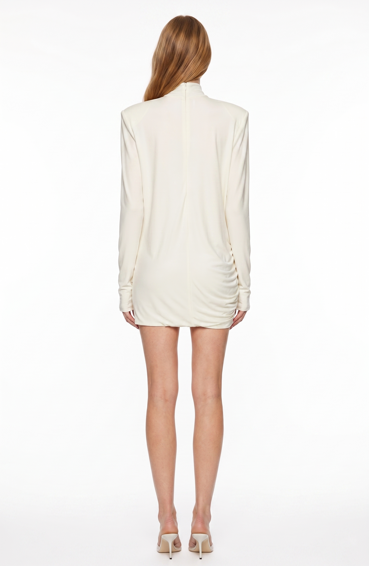 Alphteus Long Sleeve Ruch Asymmetric Mini Dress