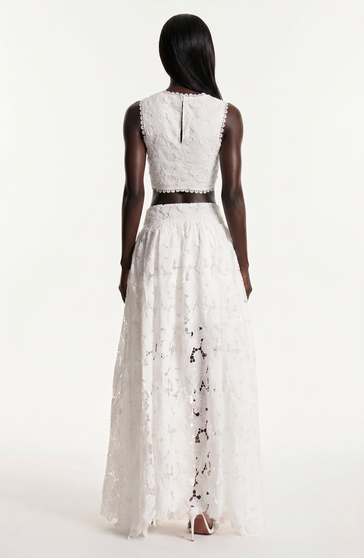 Feige Sleeveless Flower Cutout Skirt Set