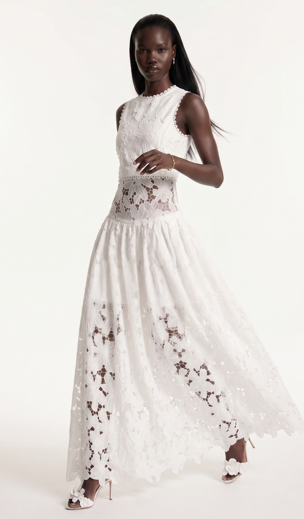 Feige Sleeveless Flower Cutout Skirt Set