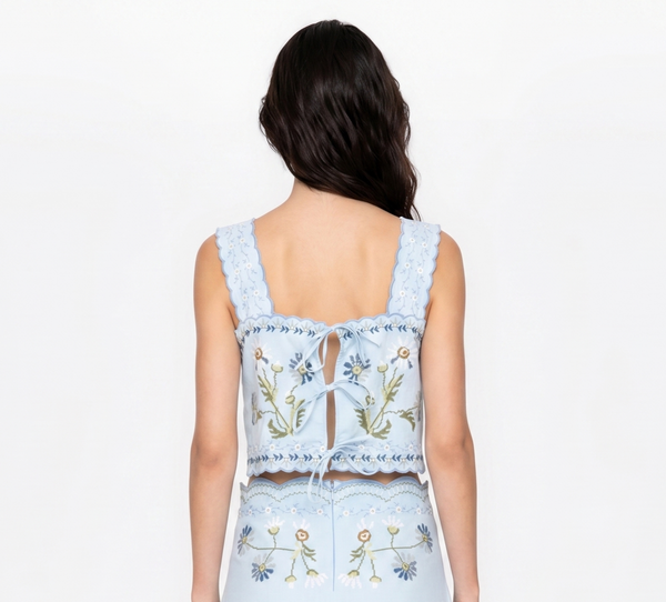 Paloma Embroidered Floral Skirt Set