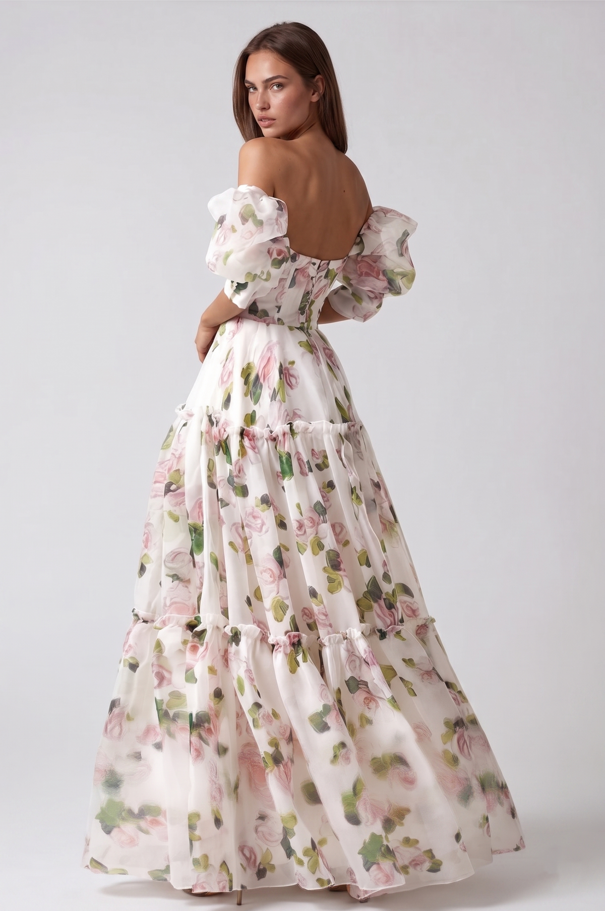 Mabuos Puff Sleeve Floral Maxi Dress