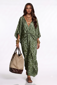Fadzem V Neck Leopard Maxi Dress