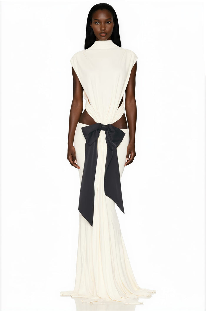 Inina Bow Cutout Backless Maxi Dress - White