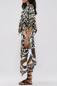 Turid Cape Print Asymmetric Skirt Set