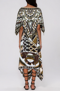 Turid Cape Print Asymmetric Skirt Set