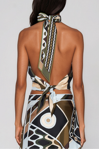 Kaula Halter Neck Print Split Skirt Set