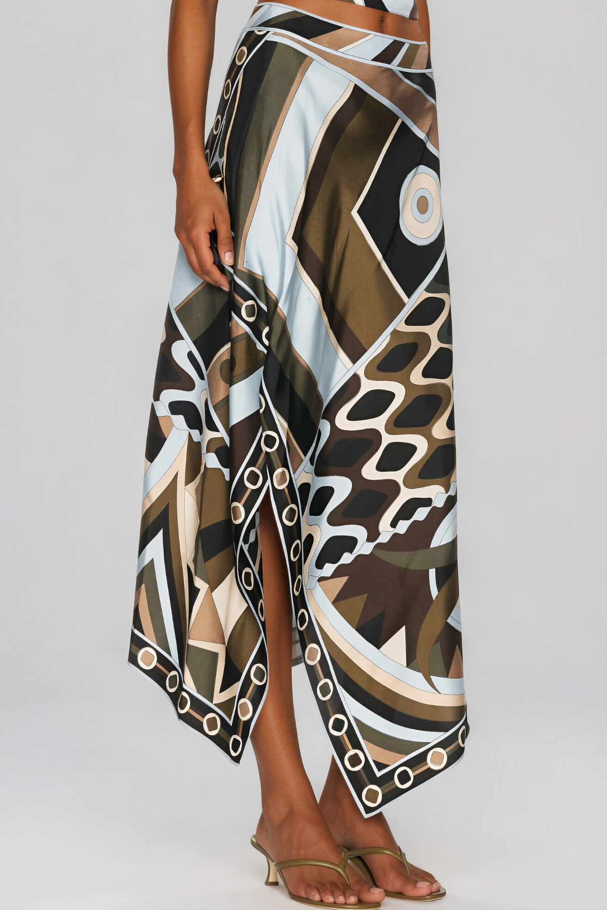 Kaula Halter Neck Print Split Skirt Set