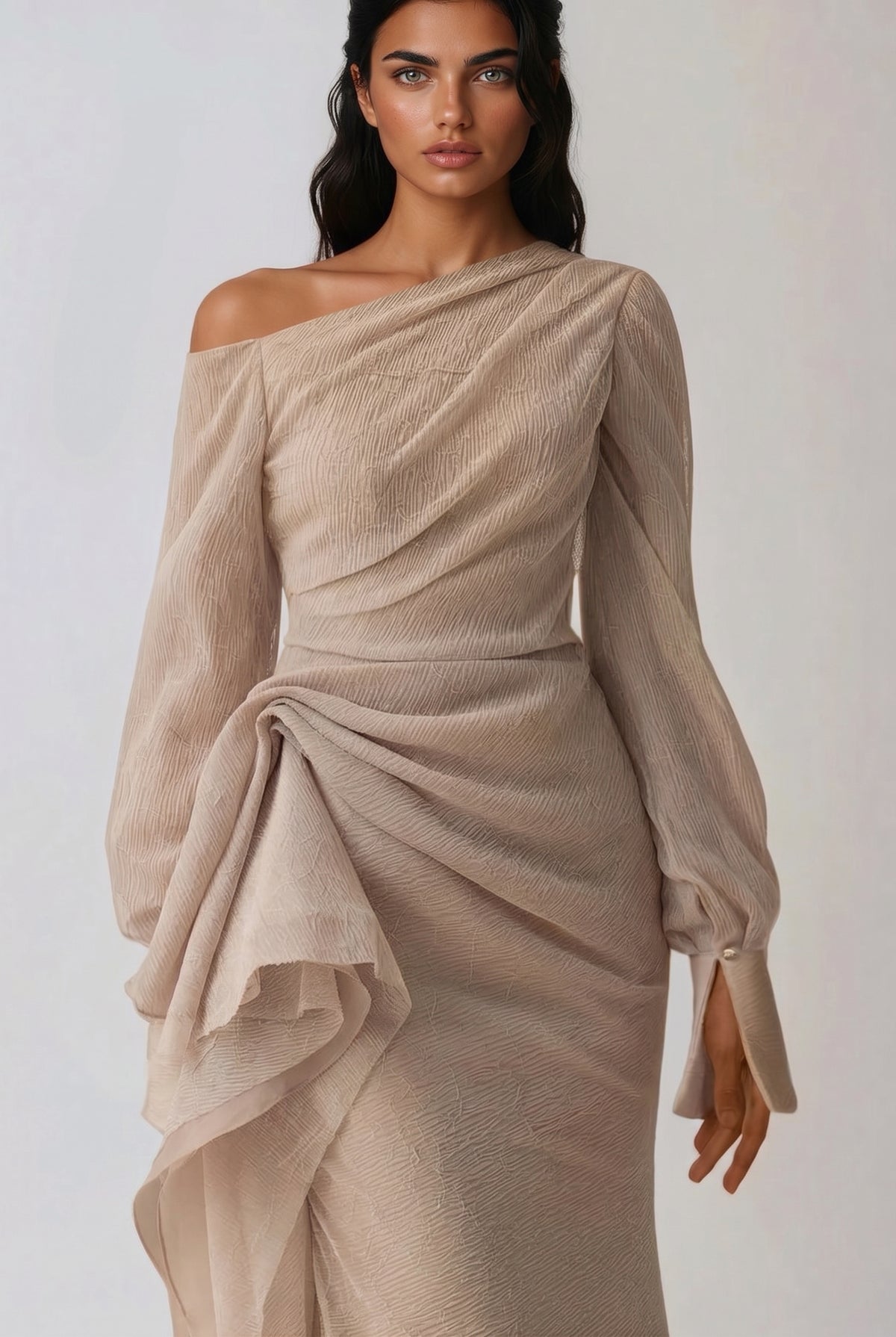 Kira Asymmetric Ruch Maxi Dress