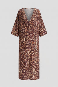 Fadzem V Neck Leopard Maxi Dress