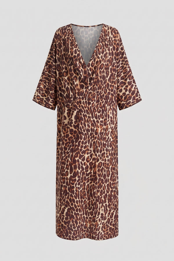 Fadzem V Neck Leopard Maxi Dress
