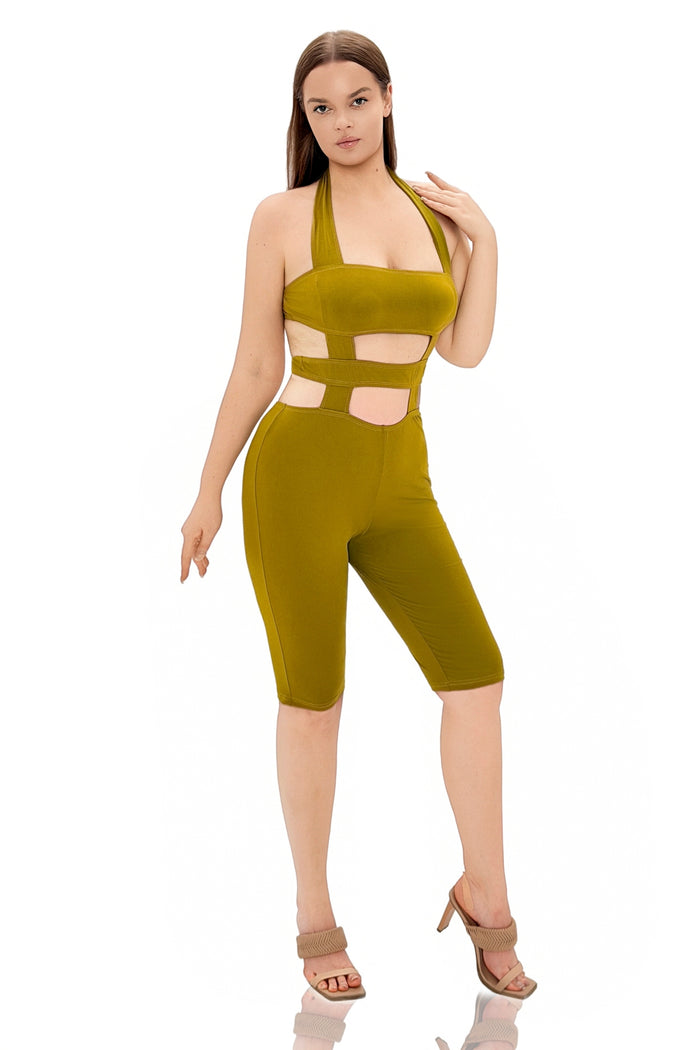 Bohemian Halter Hollow Out Bodycon Jumpsuit