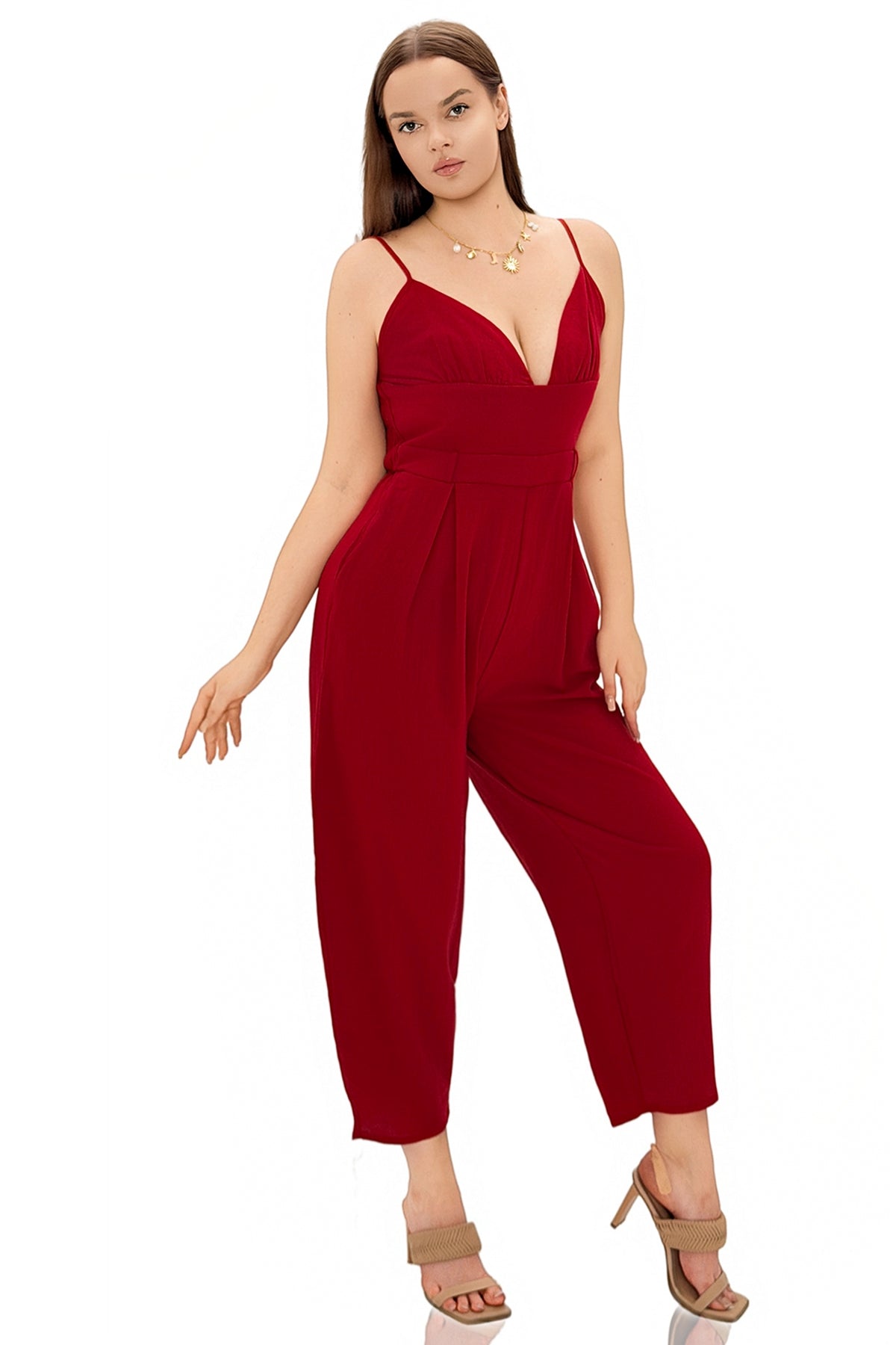 Frosina Sleeveless High Waist Baggy Wide Leg Jumpsuit