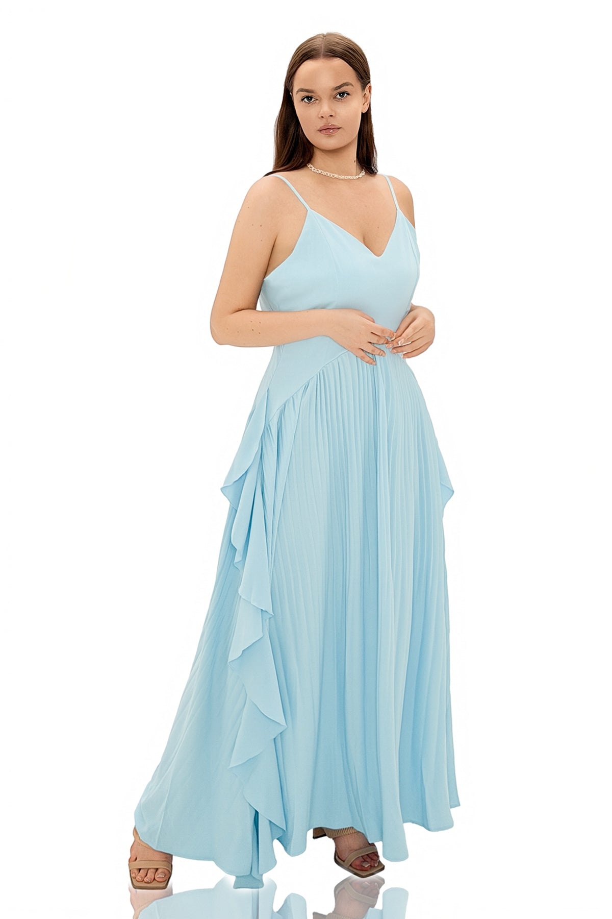 Ignasi Light Blue Maternity Maxi Dress