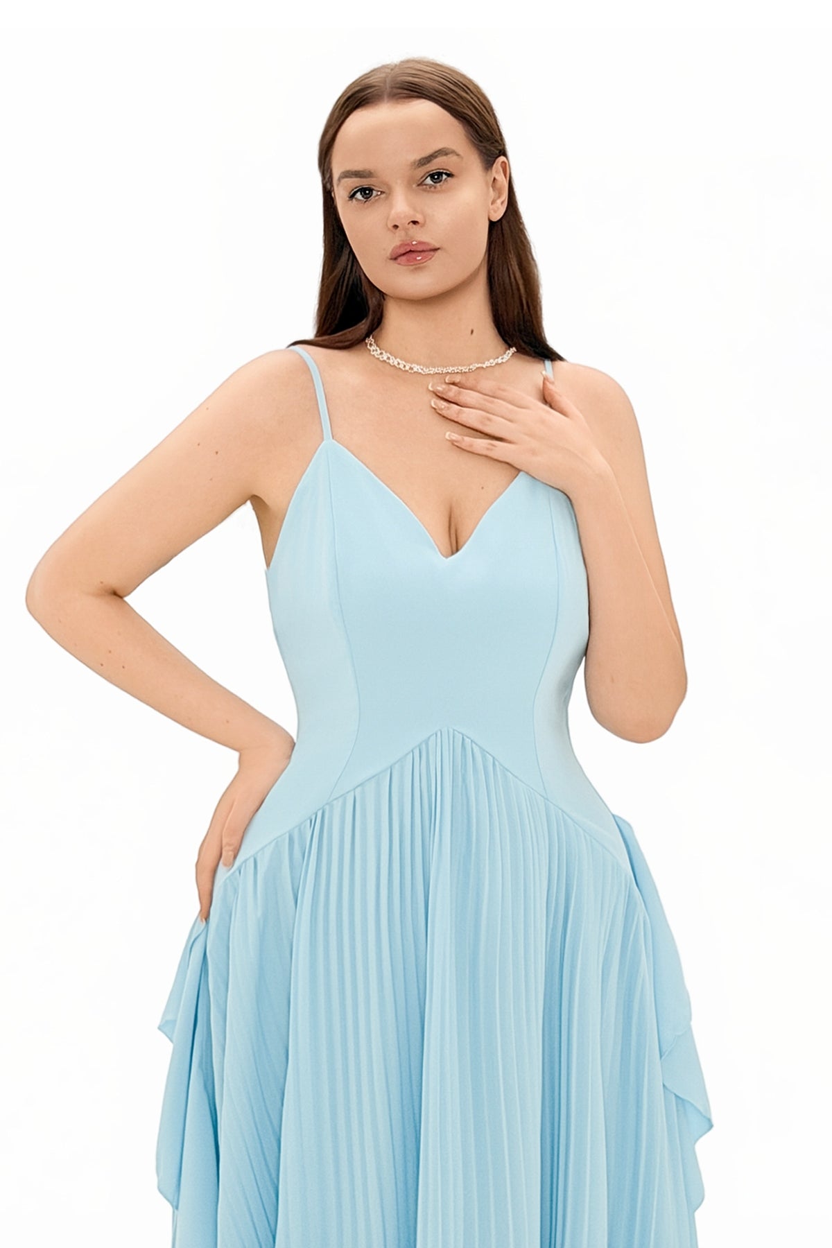 Ignasi Light Blue Maternity Maxi Dress