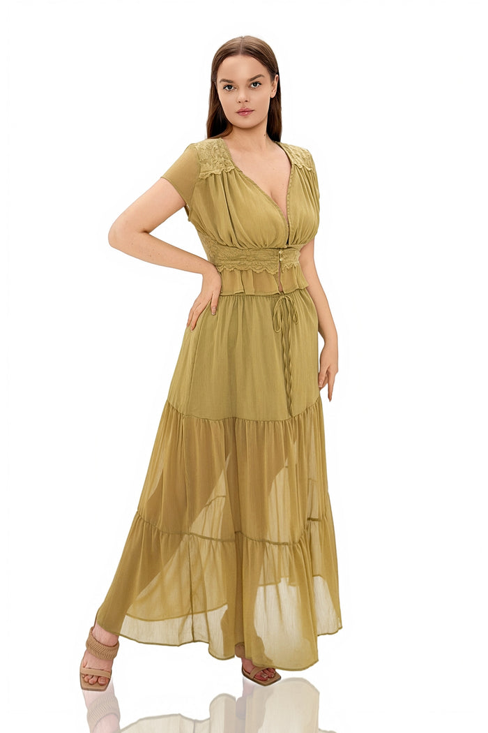 Deborah Crop Lace Skirt Set