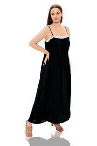 Dumuzi Lace Trim Spaghetti Strap Maxi Dress