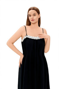 Dumuzi Lace Trim Spaghetti Strap Maxi Dress