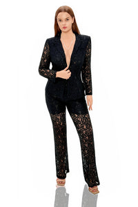 Renee Floral Lace Pants Set in Plus Size